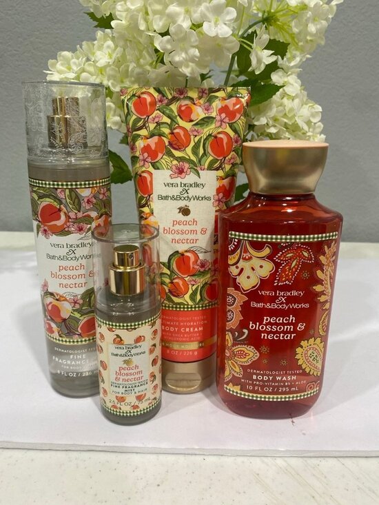 Bath & Body Works Other - “Peach Blossom & Nectar” BBW Vera Bradley New Full Size 4-Pc Body Care Set